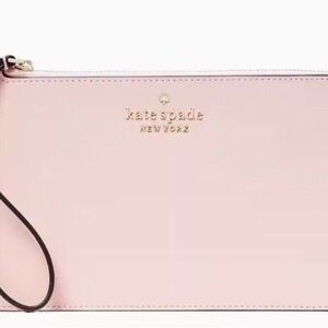 Kate Spade Staci medium L Zip Chalk Pink Leather Wristlet NWT‎